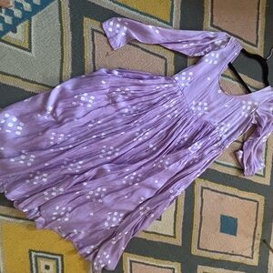 Norblack Norwhite lavender silk tie dye kurta dress S